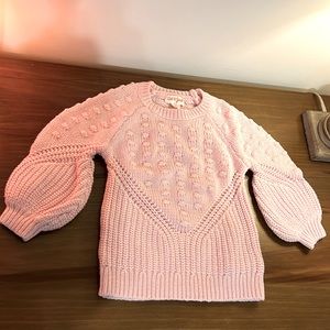 EUC Cat & Jack Baby Girl pastel pink cotton blend cable sweater with knit detail
